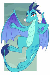 Size: 666x1000 | Tagged: safe, artist:darkodraco, princess ember, dragon, g4, dragoness, female, looking at you, solo, unamused