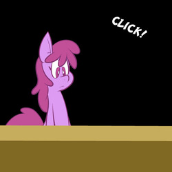 Size: 576x576 | Tagged: safe, artist:pembroke, berry punch, berryshine, here comes berry punch, g4, bad end, black background, countertop, finale, groundhog day loop, hell, light, simple background, sound effects