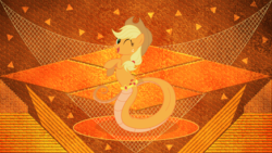 Size: 3840x2160 | Tagged: safe, artist:elsdrake, artist:laszlvfx, edit, applejack, lamia, original species, snake, g4, cowboy hat, female, freckles, hat, high res, lamiafied, one eye closed, open mouth, solo, species swap, stetson, wallpaper, wallpaper edit, wink