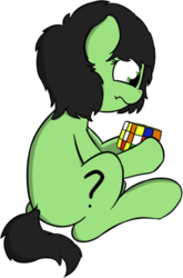 Size: 322x487 | Tagged: safe, artist:czaroslaw, oc, oc only, oc:filly anon, pony, female, filly, rubik's cube, simple background, solo, transparent background