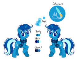 Size: 1280x996 | Tagged: safe, artist:mintoria, oc, oc only, oc:blue dye, pony, unicorn, clothes, male, reference sheet, scarf, simple background, solo, stallion, transparent background