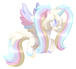 Size: 1541x1390 | Tagged: safe, artist:sugaryicecreammlp, oc, oc only, oc:angel cake, alicorn, pony, colored wings, female, mare, multicolored wings, rainbow alicorn, simple background, solo, transparent background