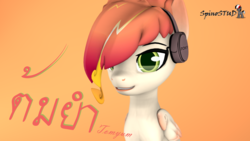 Size: 1920x1080 | Tagged: safe, artist:spinostud, oc, oc:tomyum, pegasus, pony, 3d, female, headset, looking at you, mare, source filmmaker, thai, thailand