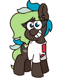 Size: 1000x1200 | Tagged: safe, artist:threetwotwo32232, oc, oc only, oc:bright idea, earth pony, pony, 2019 community collab, derpibooru community collaboration, clothes, female, looking at you, mare, shirt, solo, t-shirt