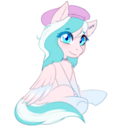 Size: 3000x3097 | Tagged: safe, artist:sundei, oc, oc only, oc:foxyhollows, pegasus, pony, beret, collar, colored wings, cute, ear fluff, ear piercing, earring, female, gradient hooves, gradient wings, hat, high res, jewelry, looking at you, mare, piercing, simple background, sitting, smiling, solo, transparent background, underhoof, wristband, ych result