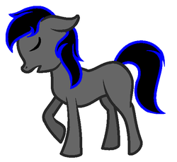 Size: 536x490 | Tagged: safe, artist:sorry, derpibooru exclusive, oc, oc only, earth pony, pony, eyes closed, floppy ears, missing cutie mark, open mouth, profile, raised hoof, simple background, solo, walking, white background