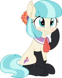 Size: 4562x5704 | Tagged: safe, artist:aureai-sketches, artist:cyanlightning, coco pommel, earth pony, pony, g4, .svg available, absurd resolution, adorasexy, blushing, chest fluff, clothes, cocobetes, cute, ear fluff, female, grin, mare, sexy, simple background, sitting, smiling, socks, solo, squishy cheeks, stockings, thigh highs, transparent background, vector