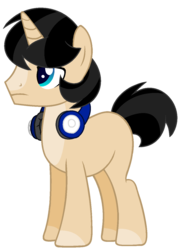 Size: 974x1342 | Tagged: safe, artist:leanne264, oc, oc only, pony, unicorn, headphones, male, simple background, solo, stallion, transparent background