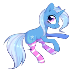 Size: 1545x1461 | Tagged: safe, artist:mint-light, trixie, pony, unicorn, g4, clothes, cute, female, mare, simple background, smiling, socks, solo, striped socks, transparent background
