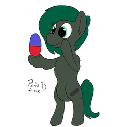 Size: 3500x3500 | Tagged: safe, artist:rosebush, oc, oc only, oc:minus, pony, confused, dr. mario, high res, pills, solo, standing