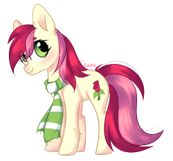 Size: 1252x1174 | Tagged: safe, artist:mint-light, roseluck, earth pony, pony, g4, blushing, clothes, cute, female, looking at you, mare, scarf, simple background, smiling, solo, transparent background, ych result