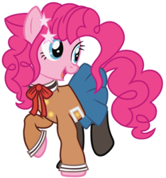 Size: 1280x1368 | Tagged: safe, artist:bezziie, pinkie pie, pony, g4, clothes, cosplay, costume, cute, female, kasumi, pantyhose, pleated skirt, simple background, skirt, solo, transparent background