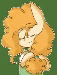 Size: 1231x1624 | Tagged: safe, artist:typhwosion, pear butter, pony, g4, clothes, cute, eyes closed, female, green background, mare, pearabetes, simple background, solo