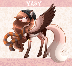 Size: 1725x1601 | Tagged: safe, artist:sugaryicecreammlp, oc, oc only, oc:yasy, pegasus, pony, beanie, clothes, hat, scarf, solo, two toned wings