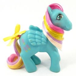Size: 1139x1139 | Tagged: safe, artist:silverdawn, sweet pop (g1), twinkle eyed pony, g1, bow, irl, lofty pose, photo, tail bow, toy