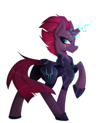 Size: 1280x1527 | Tagged: safe, artist:bunny-bitez, tempest shadow, pony, unicorn, g4, my little pony: the movie, broken horn, colored pupils, eye scar, female, horn, mare, nose wrinkle, profile, scar, simple background, solo, transparent background