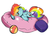 Size: 500x380 | Tagged: safe, artist:bunny-bitez, rainbow dash, pegasus, pony, g4, ball, blushing, cute, dashabetes, eyes closed, female, mare, pillow, signature, simple background, solo, white background