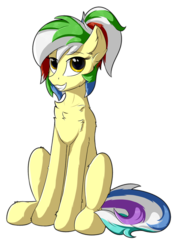 Size: 857x1200 | Tagged: safe, artist:oblique, oc, oc only, oc:t, oc:tcb, earth pony, pony, chest fluff, female, mare, sitting, solo, teeth