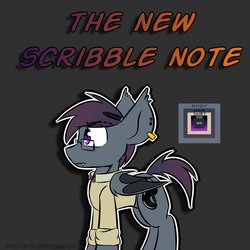 Size: 1000x1000 | Tagged: safe, artist:scribble note, oc, oc only, bat pony, pony, ear piercing, earring, fangs, glasses, jewelry, piercing, ponysona, simple background, solo
