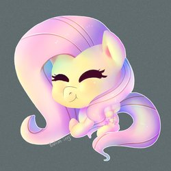 Size: 1500x1500 | Tagged: safe, artist:talimingi, fluttershy, pegasus, pony, g4, chibi, cute, eyes closed, female, mare, shyabetes, simple background, solo