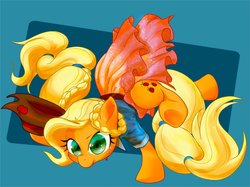 Size: 2048x1534 | Tagged: safe, artist:noupu, applejack, earth pony, pony, equestria girls, equestria girls series, g4, applejack's hat, clothes, cowboy hat, equestria girls ponified, female, freckles, hat, looking at you, mare, ponified, solo, super ponied up