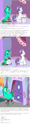 Size: 500x2030 | Tagged: safe, artist:drjavi, rarity, oc, oc:coppercog, tumblr:ask coppercog, g4, animated, caption, gif, gif with captions, how coppercog met yhsrettulf