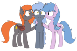 Size: 2868x1896 | Tagged: safe, artist:wafflecakes, oc, oc only, oc:flare, oc:fruit hulu, oc:panne, bat pony, pony, 2019 community collab, derpibooru community collaboration, cute, cute little fangs, fangs, female, licking, mare, non-consensual licking, simple background, tongue out, transparent background