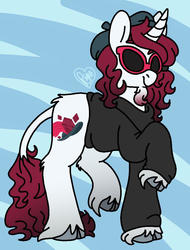 Size: 784x1029 | Tagged: safe, artist:sandwichbuns, rarity, pony, g4, alternate design, clothes, cloven hooves, facial hair, female, goatee, solo, sunglasses, sweater