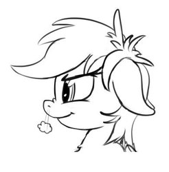 Size: 390x396 | Tagged: safe, artist:firenhooves, rainbow dash, pegasus, pony, g4, bust, female, head only, horses doing horse things, monochrome, nose wrinkle, portrait, snorting, solo