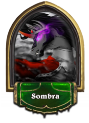 Size: 400x550 | Tagged: safe, artist:dementra369, king sombra, pony, g4, cape, clothes, crown, fangs, hearthstone, hearthstone hero, jewelry, male, profile, regalia, solo, trading card game, warcraft