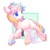 Size: 2500x2500 | Tagged: safe, artist:leafywind, oc, oc only, pony, unicorn, abstract background, bandage, coat markings, colored hooves, colored pupils, cute, female, high res, mare, ocbetes, silly, solo, starry eyes, tongue out, unshorn fetlocks, wingding eyes