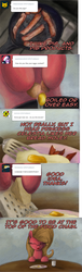 Size: 1213x4005 | Tagged: safe, artist:hewison, oc, oc:pun, earth pony, pony, ask pun, :3, ask, bacon, cheese, cheese grater, comic, female, food, fried egg, mare, meat, ponies eating meat