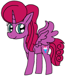 Size: 966x1080 | Tagged: safe, artist:徐詩珮, oc, oc only, oc:betty pop, alicorn, pony, alicorn oc, female, magical lesbian spawn, next generation, offspring, parent:glitter drops, parent:tempest shadow, parents:glittershadow, simple background, smiling, solo, transparent background