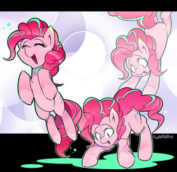 Size: 1600x1556 | Tagged: safe, artist:tyuubatu, pinkie pie, earth pony, pony, g4, eyes closed, female, mare, open mouth, smiling, solo
