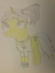 Size: 1944x2592 | Tagged: safe, artist:jerryakira79, oc, oc only, oc:londyn stone, pony, unicorn, clothes, ear piercing, earring, female, jewelry, necklace, piercing, shirt, traditional art