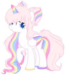 Size: 600x684 | Tagged: safe, artist:sugarplanets, oc, oc only, alicorn, pony, colored wings, female, horn, mare, multicolored horn, multicolored wings, simple background, solo, transparent background