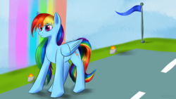 Size: 3840x2160 | Tagged: safe, artist:renarde-louve, rainbow dash, pony, g4, female, flag, high res, rainbow, solo