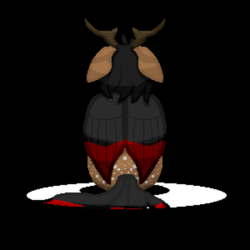 Size: 1500x1500 | Tagged: safe, artist:pixelbeataria, oc, oc only, oc:aria peryton, deer, original species, peryton, antlers, away from viewer, black background, colored wings, floppy ears, folded wings, gradient wings, pixel art, simple background, solo, spots, tail feathers, vent art, wings