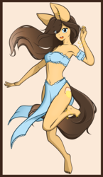 Size: 3479x6000 | Tagged: safe, artist:mrlolcats17, artist:peachsoda, oc, oc only, oc:lemon teacake, earth pony, anthro, plantigrade anthro, absurd resolution, adorasexy, anklet, armpits, bandeau, belly button, big ears, bracelet, breasts, collaboration, cute, dancing, ear piercing, earring, feet, female, jewelry, loincloth, midriff, piercing, sexy, solo, toe ring