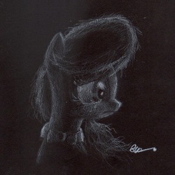 Size: 1260x1260 | Tagged: safe, artist:brogararts, octavia melody, earth pony, pony, g4, black and white, bust, crying, female, grayscale, mare, monochrome, sad, solo, traditional art