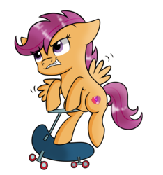 Size: 2812x3000 | Tagged: safe, artist:rainbowtashie, scootaloo, pegasus, pony, g4, cutie mark, female, filly, high res, scooter, simple background, solo, the cmc's cutie marks, transparent background