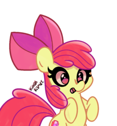 Size: 1300x1393 | Tagged: safe, artist:turtlefarminguy, apple bloom, earth pony, pony, g4, adorabloom, bow, cute, cutie mark, female, filly, hair bow, open mouth, simple background, solo, the cmc's cutie marks, white background
