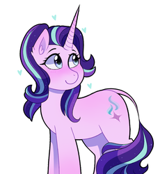 Size: 2433x2536 | Tagged: safe, artist:emera33, starlight glimmer, pony, unicorn, g4, cute, female, glimmerbetes, high res, leonine tail, looking back, mare, simple background, smiling, solo, white background