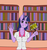 Size: 942x1000 | Tagged: safe, artist:black stallion, twilight sparkle, anthro, g4, bookshelf, female, recolor, sign, solo