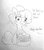 Size: 1339x1508 | Tagged: safe, artist:tjpones, oc, oc only, oc:brownie bun, earth pony, pony, horse wife, black and white, chest fluff, dialogue, do not want, ear fluff, female, food, grayscale, lineart, mare, merry christmas, monochrome, nutella, offscreen character, simple background, sitting, solo, traditional art, wavy mouth