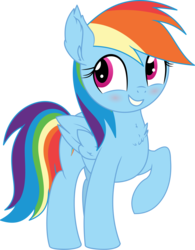 Size: 5072x6514 | Tagged: safe, artist:cyanlightning, rainbow dash, pegasus, pony, g4, .svg available, absurd resolution, chest fluff, cute, dashabetes, female, grin, mare, raised hoof, simple background, smiling, solo, transparent background, vector