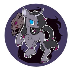 Size: 640x640 | Tagged: safe, artist:gloomynyan, oleander (tfh), pony, unicorn, them's fightin' herds, cloven hooves, community related, curved horn, female, horn, looking at you, mare, smiling, solo, unshorn fetlocks