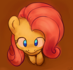 Size: 1954x1881 | Tagged: safe, artist:aemuhn, fluttershy, pegasus, pony, g4, cute, female, from above, mare, no pupils, shyabetes, simple background, solo