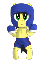 Size: 1200x1600 | Tagged: safe, artist:toyminator900, oc, oc only, oc:uppercute, earth pony, pony, bipedal, boxing gloves, boxing shorts, clothes, female, filly, headgear, shorts, simple background, solo, transparent background