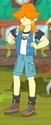 Size: 426x1031 | Tagged: safe, screencap, brawly beats, ringo, valhallen, equestria girls, g4, legend of everfree - bloopers, my little pony equestria girls: legend of everfree, arms, background human, boots, camp everfree logo, camp everfree outfits, clothes, cropped, legs, male, shoes, smiling, solo